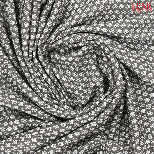 Dark Taupe Grey Assam Saree