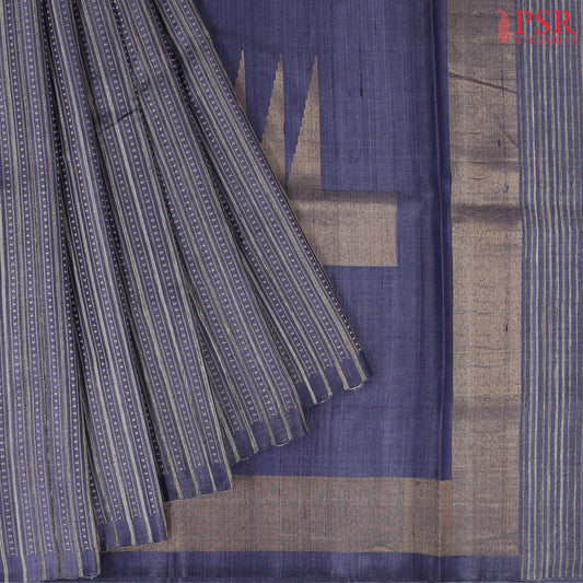 Berry Blue Gicha Kadhi Tussar Silk Saree