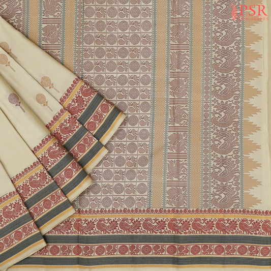 Tussar Beige Soft Silk Saree