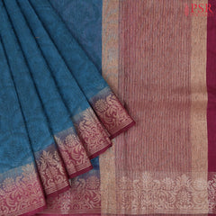 Peacock Blue Linen Saree