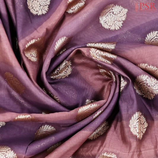 Dark Purple Mauve Shades Chanderi Silk Cotton Saree