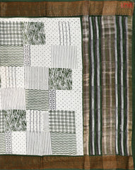 Beige & Jungle Green Chanderi Silk Cotton Saree