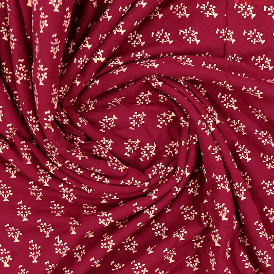 Wine Purple Cotton Print Running Material