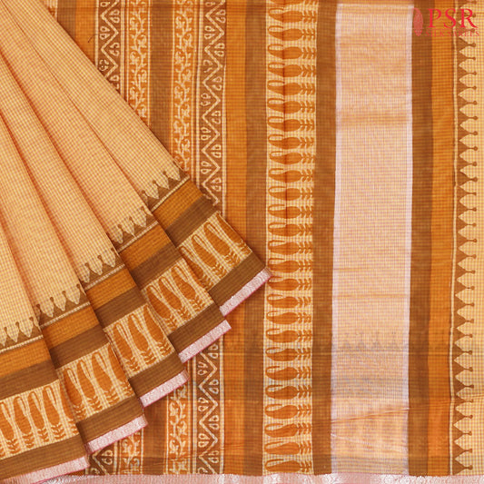 Light Orange Silk Cotton Saree