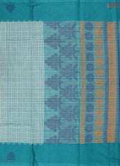 Dark Turquoise & Beige Kovai Cotton Saree