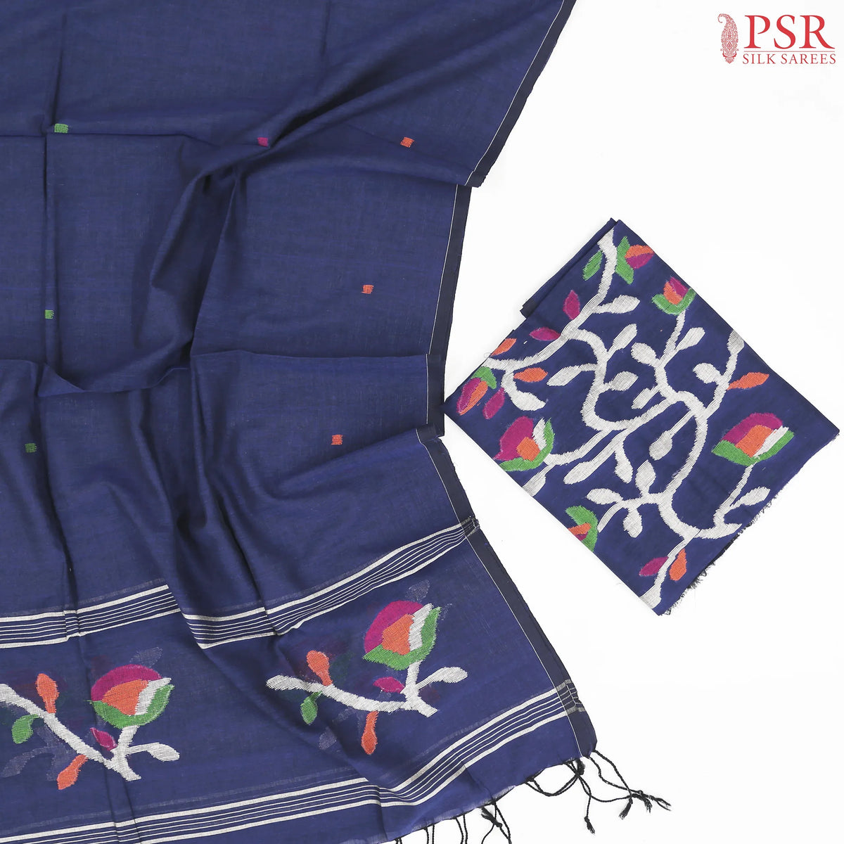 Dark Blue Byloom Cotton Dress Material