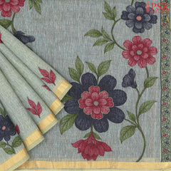 Sage Green Ghicha Cotton Saree