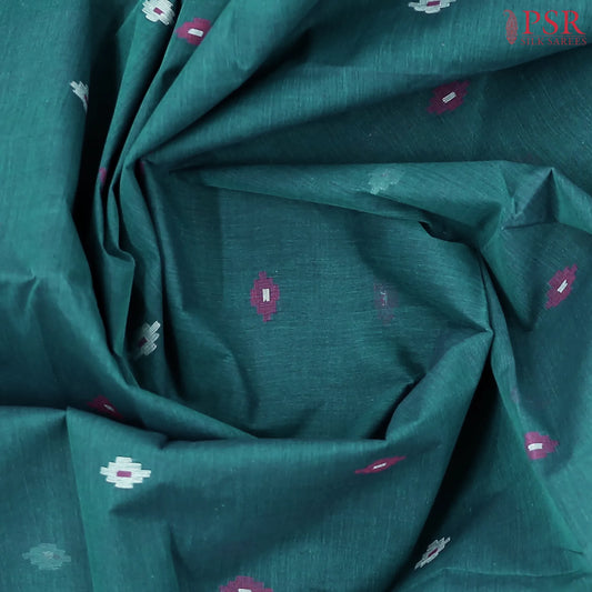 Dark Teal Blue Bengal Cotton Saree