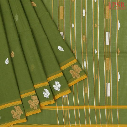 Asparagus Green Byloom Cotton Saree