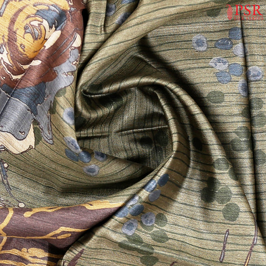 Olive Fog Kadhi Tussar Silk Saree