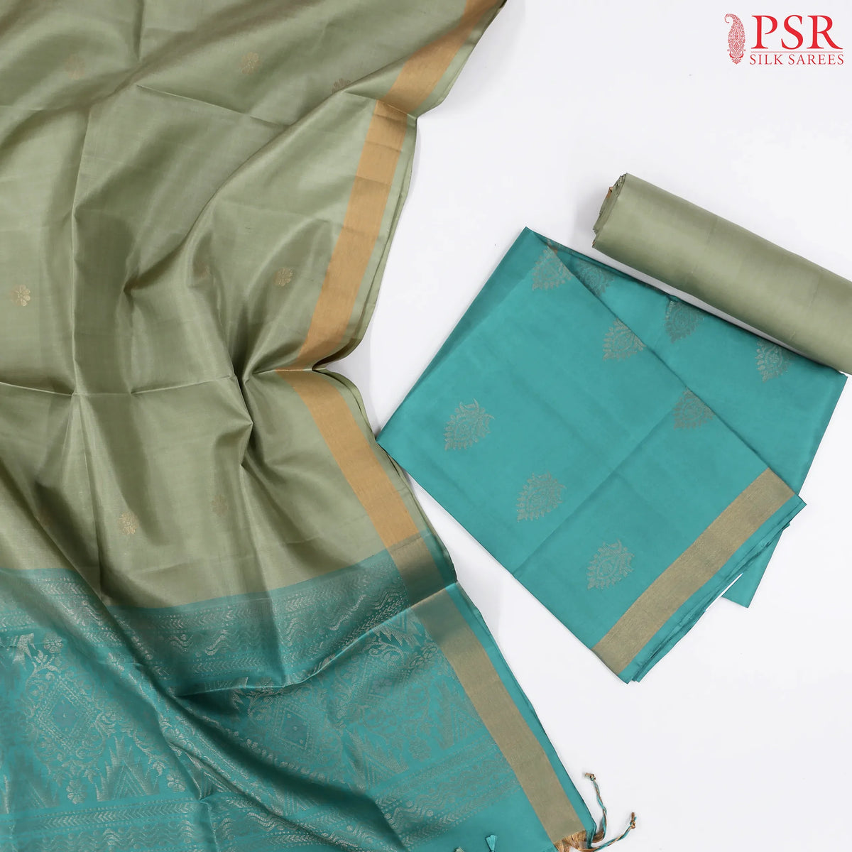 Turquoise Blue Silk Dress Material