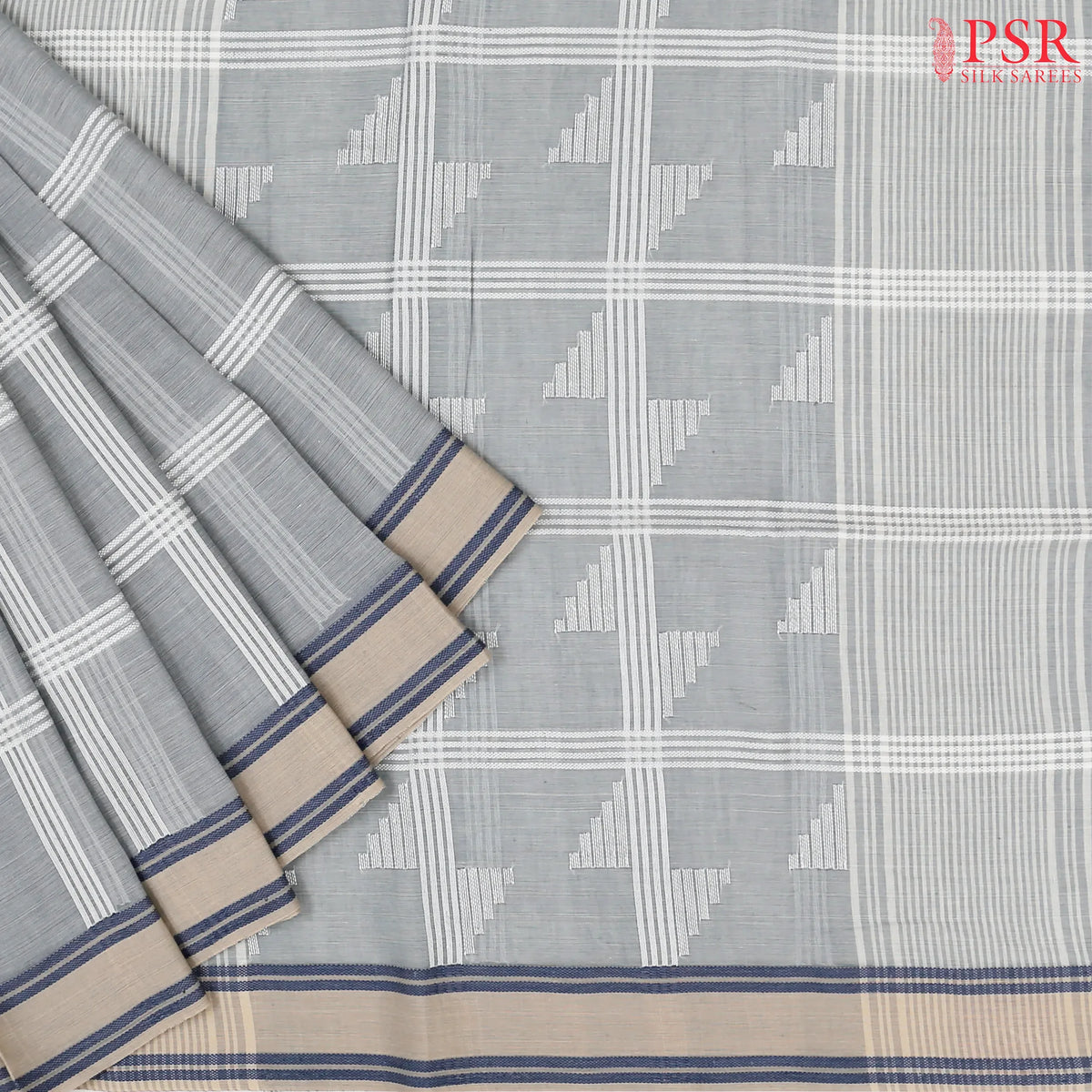 Light Grey Byloom Cotton Saree