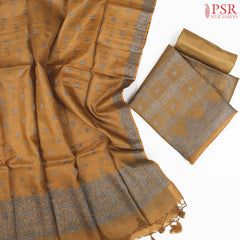 Mustard Brown Tassar Dress Material
