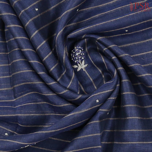 Dark Blue Pure Linen Saree