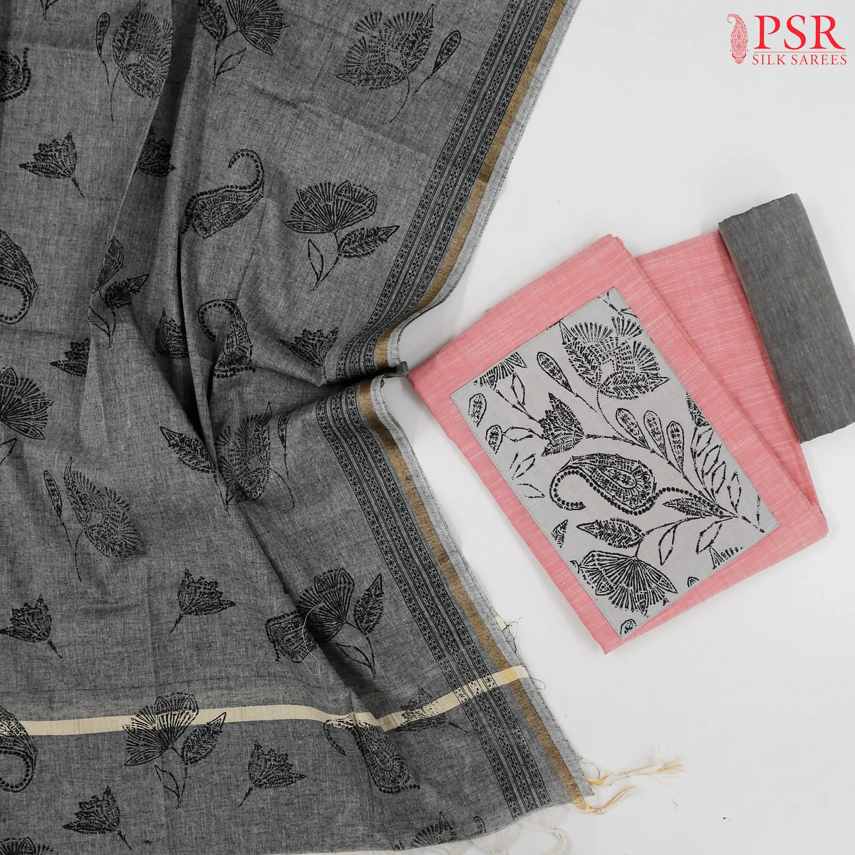 Flamingo Pink Chirala Cotton Dress Material