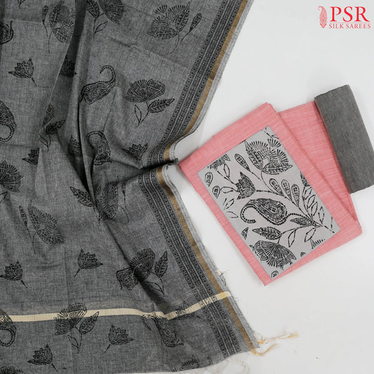 Flamingo Pink Chirala Cotton Dress Material