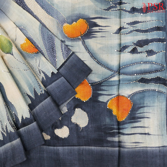 Steel Grey Kadhi Tussar Silk Saree