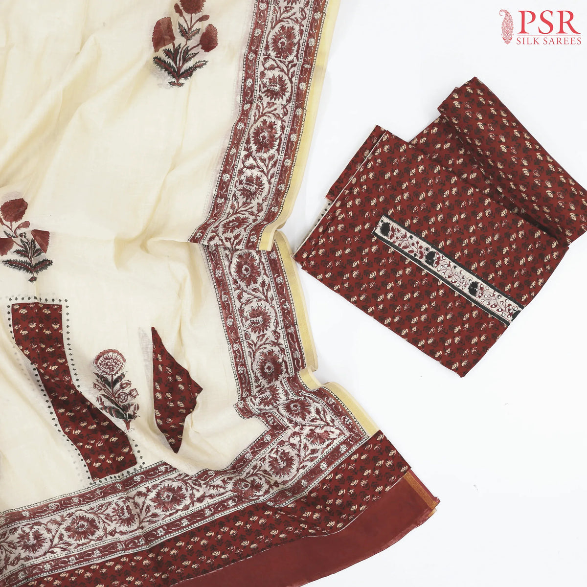Antique Red Cotton Dress Material