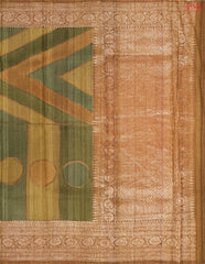 Dark Olive & Mustard Banaras Jute Silk Saree