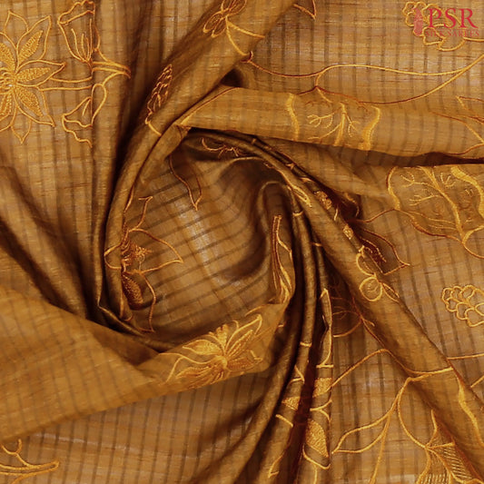 Mustard Brown Semi Dupion Saree