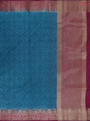 Peacock Blue Linen Saree