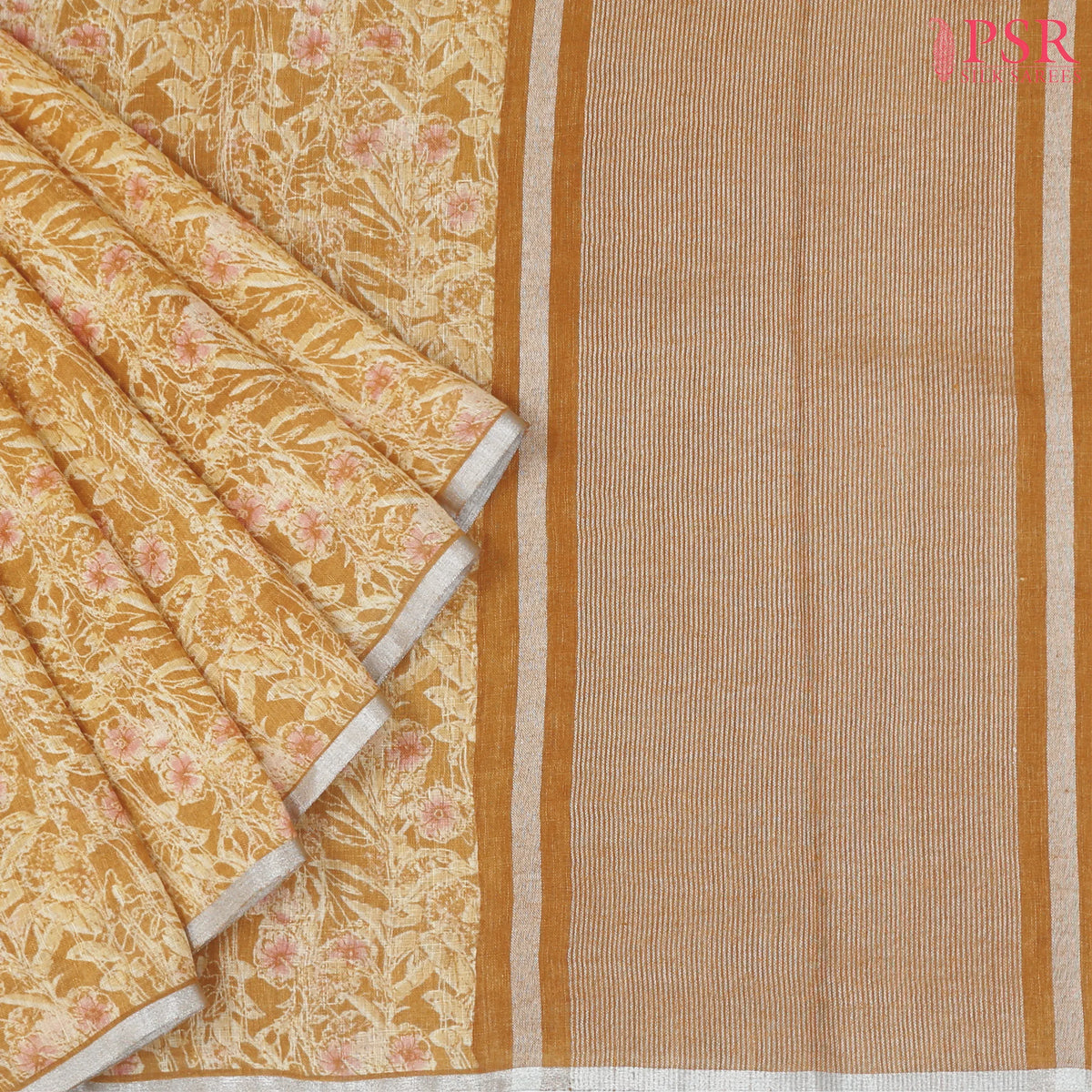 Goldenrod Linen Saree