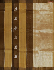 Mustard Brown Kora Banaras Silk Saree