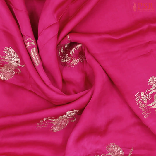 Magenta Pink Banarasi Habutai Satin Saree
