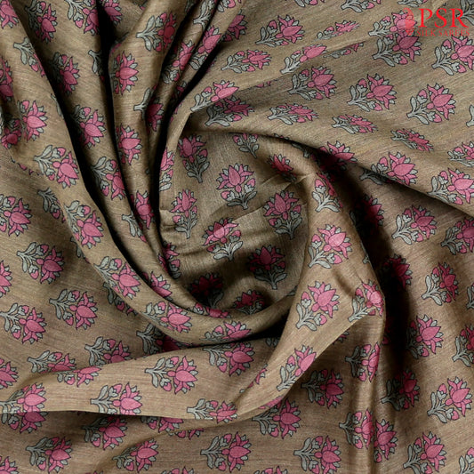 Dark Taupe Grey Munga Silk Saree