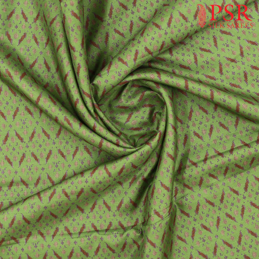 Apple Green Semi Tassar Ikkat Print Running Material