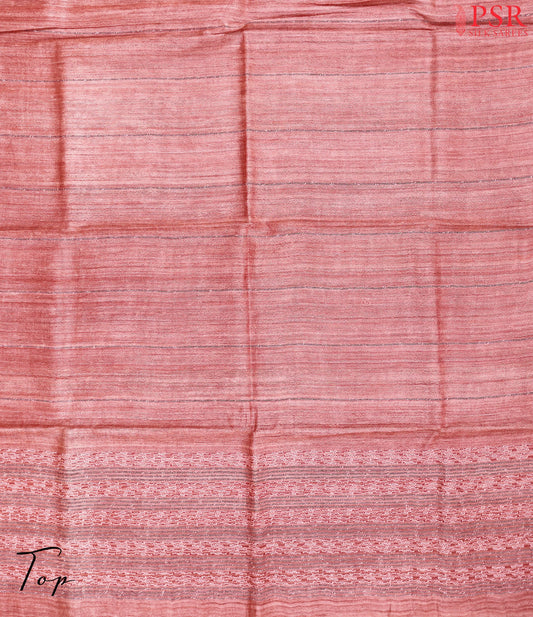 Candlelight Peach Tussar Silk Dress Material