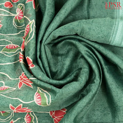 Viridian Green Chanderi Silk Cotton Saree