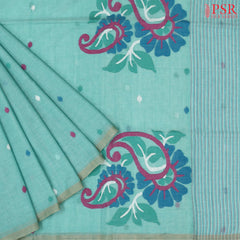 Tiffany Blue Byloom Cotton Saree