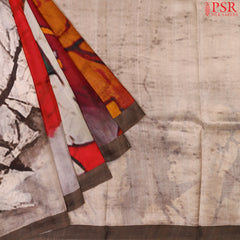 Greyish Beige Colorful Murshidabad Silk Saree