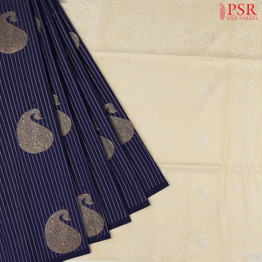 Dark Indigo Blue Soft Art Silk Saree
