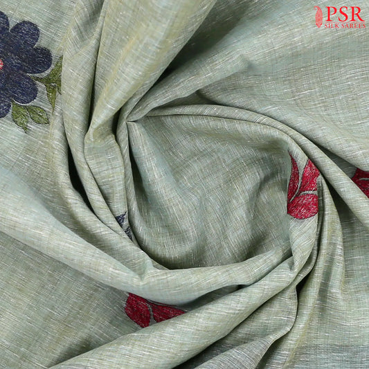 Sage Green Ghicha Cotton Saree