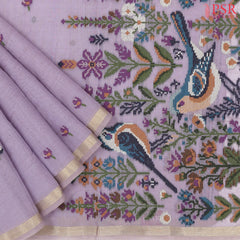 Lavender Ghicha Cotton Saree
