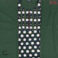 Dark Green Cotton Embroidery Dress Material