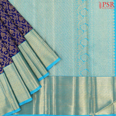 Berry Blue Kanchipuram Jacquard Silk Saree