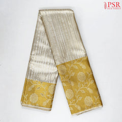 Silver Pearl Kanchipuram Jacquard Tissue Silk Saree