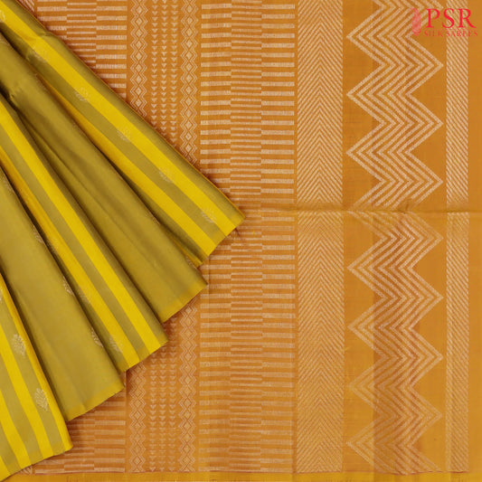 Mustard Yellow & Olive Soft Silk Saree