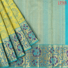 Citrus Yellow Kanchipuram Jacquard Silk Saree