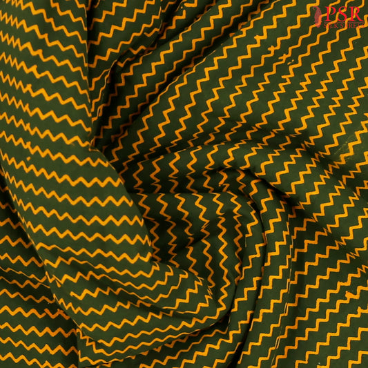 Bottle Green Cotton Print Running Material