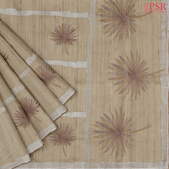 Tussar Beige Kosa Embroidery Saree