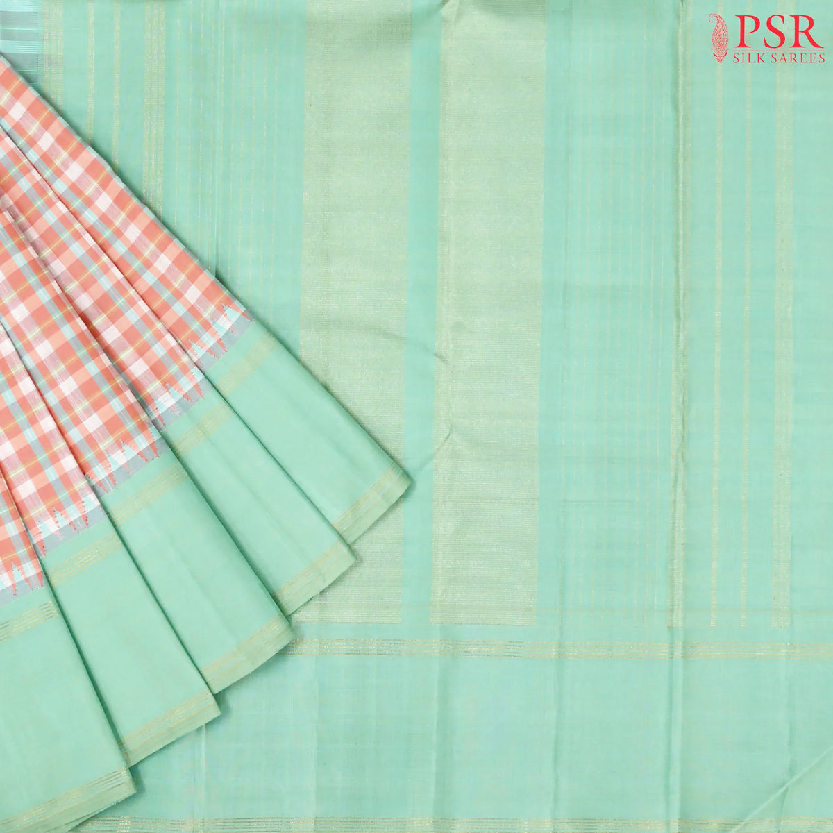 Peach Kanchipuram Silk Saree