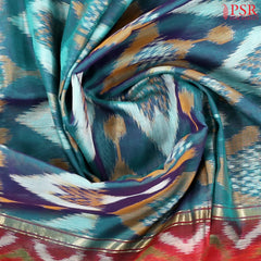 Peacock Blue Patola Silk Cotton Saree