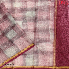 Maroon Beige Chanderi Silk Cotton Dress Material