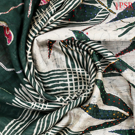 Dark Green Semi Dupion Saree