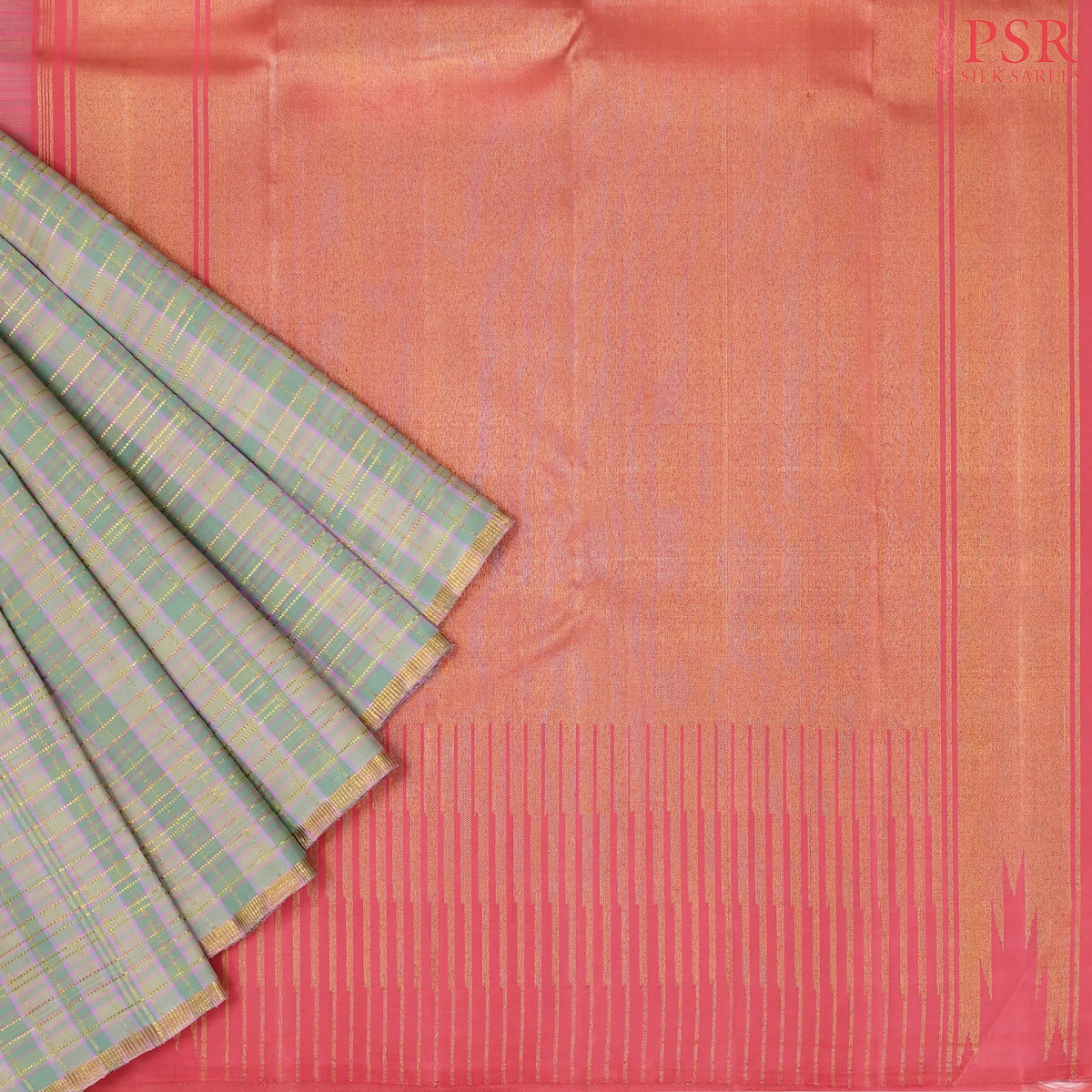 Celadon Green & Harbour Grey Kanchipuram Silk Saree
