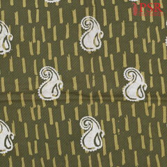 Olive Green Batik Print Emboss Running Material